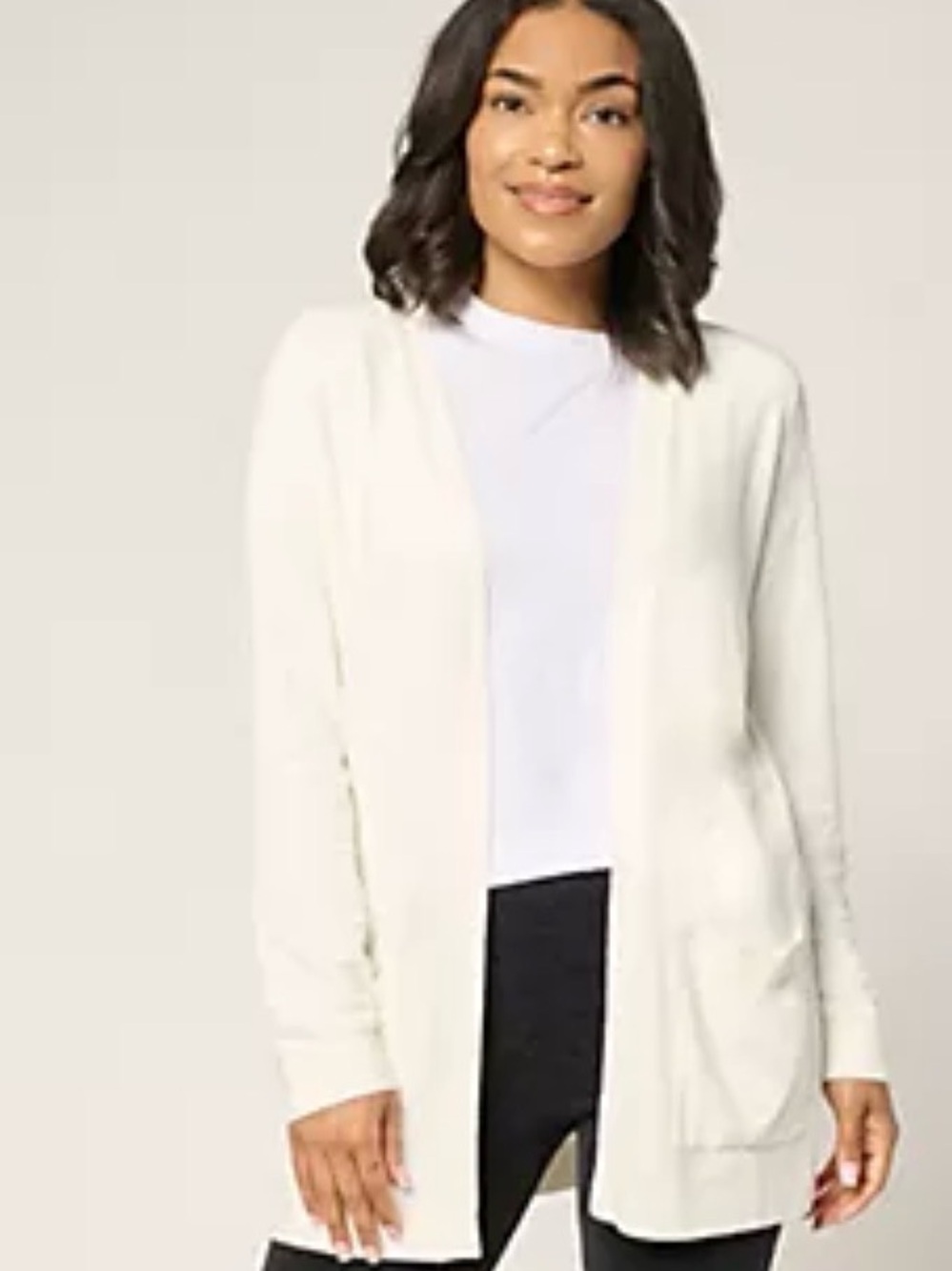 NWT Barefoot Dreams Ivory Open-Front Women's Cardigan Size L